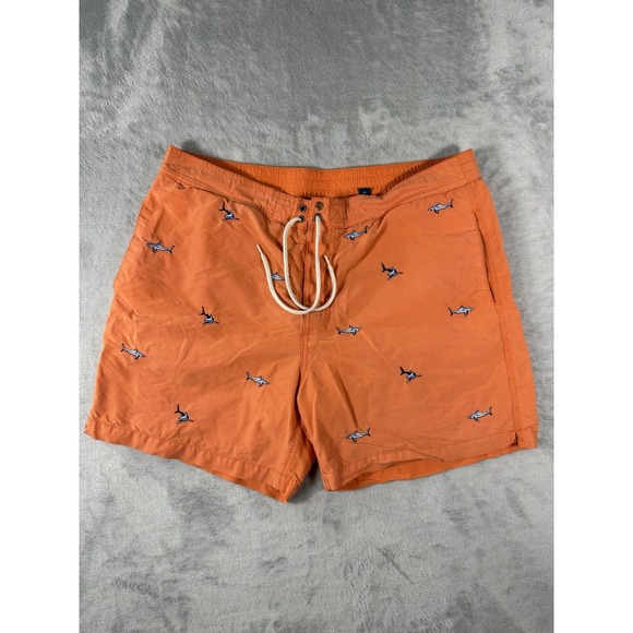 Polo Ralph Lauren Other - Polo Ralph Lauren Swim Trunks Mens Large Orange Embroidered Sharks AOP Vintage